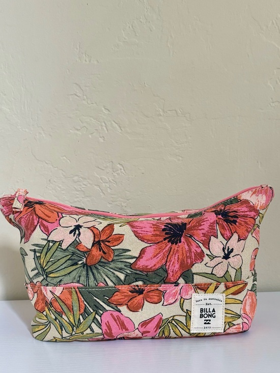 Billabong Handbags - Billabong Tropical Floral Canvas Zipper Pouch Boho Beach Accessory